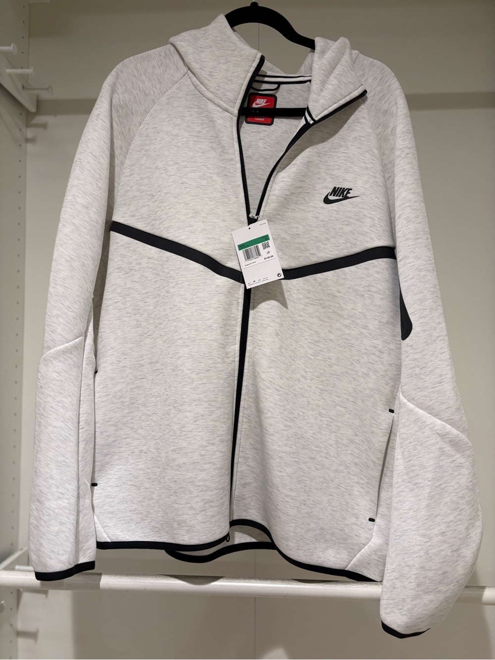 Nike Men’s NikeTech Light Gray Full-Zip Hoodie Jacket NWT